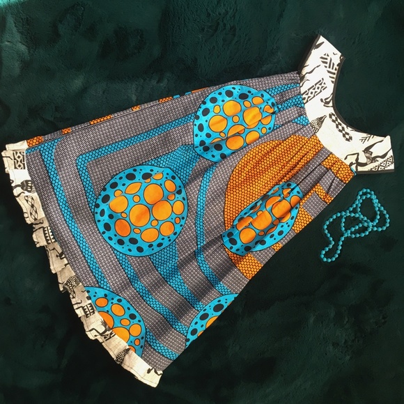 4T Beautiful ethnic African cotton dress, midi - Picture 3 of 3